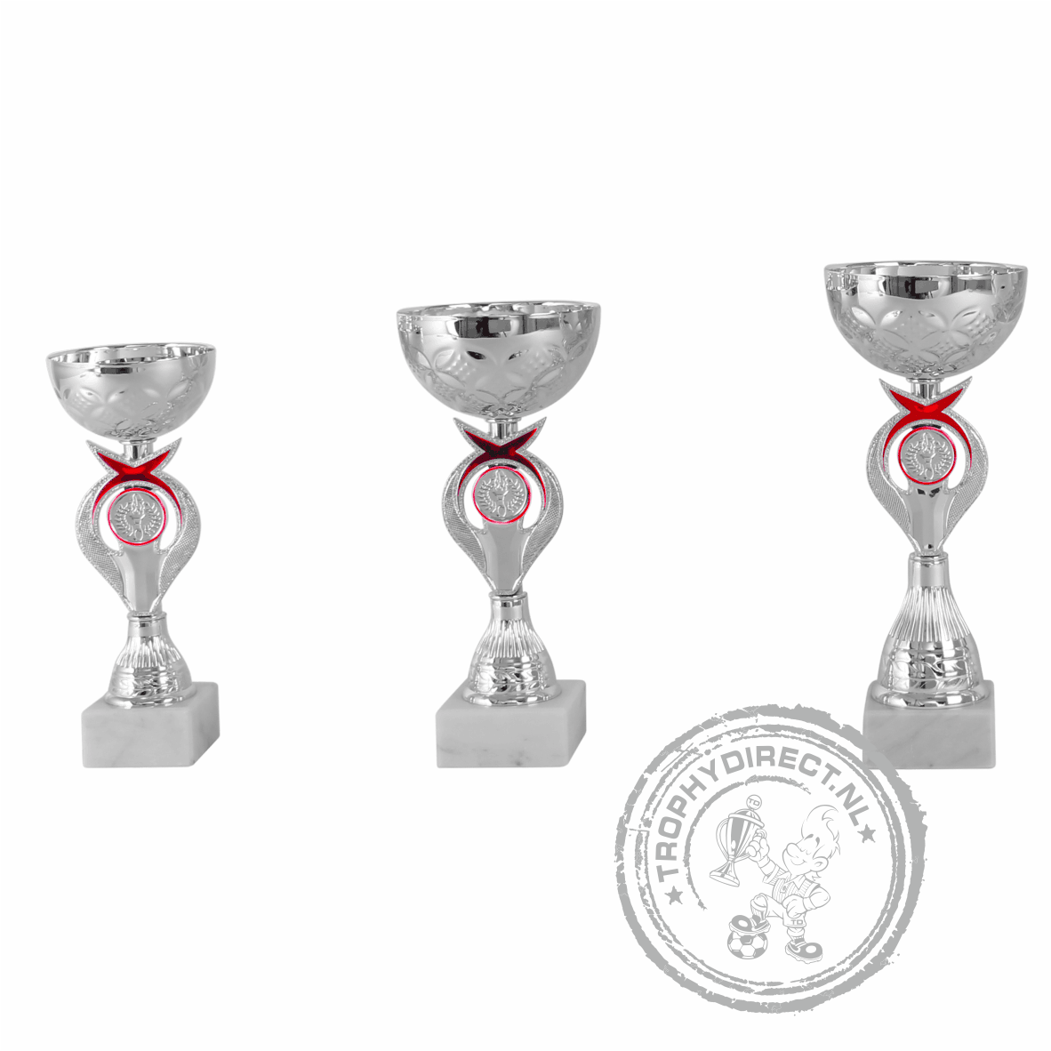 Sportbeker-sportprijs AR1421 zilver/rood - Afbeelding 2